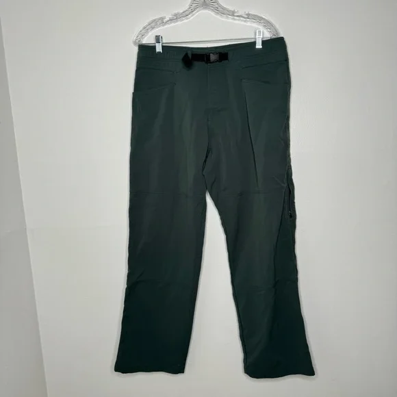 Prana green belted hiking athletic pants large - Picture 1 of 11
